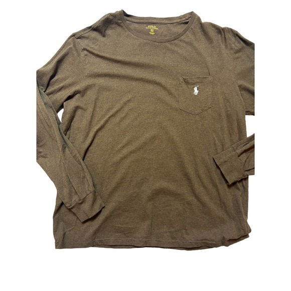 Polo Ralph Lauren Other - Polo Ralph Lauren Mens XL Brown Long Sleeve Logo Crewneck Pocket Tee